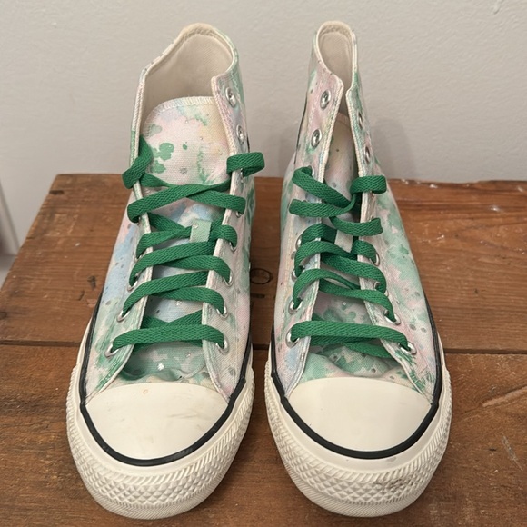 Women’s PINK & GREEN high top Chuck Taylor Converse 9.5 / Men’s 7.5 No box - Picture 2 of 5